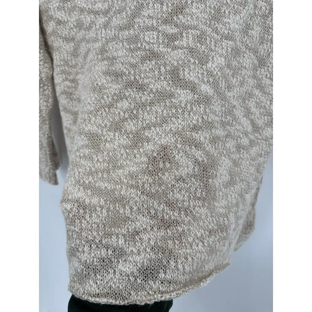 Peruvian Connection Sweater Womens Medium Beige Cotton Blend Pullover Sheer Knit